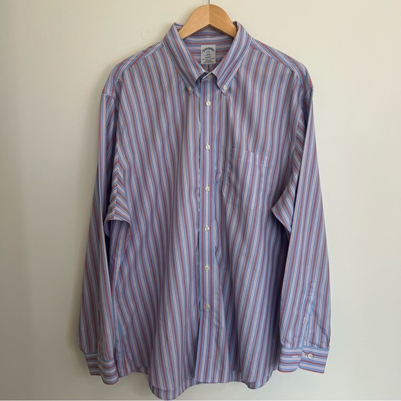 Brooks Brothers Button Down Shirt Mens Large Multicolor Stripe Long Sleeve - Picture 1 of 10